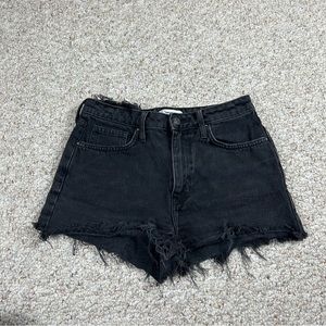 Forever 21 Hi Rise Cutoff Black Shorts Womens 27 Distressed Denim Pockets 2"